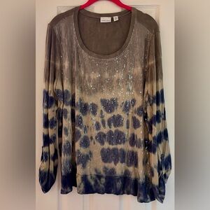 Tribal.jeans Tie-Dye Sequin Long Sleeve Top XL